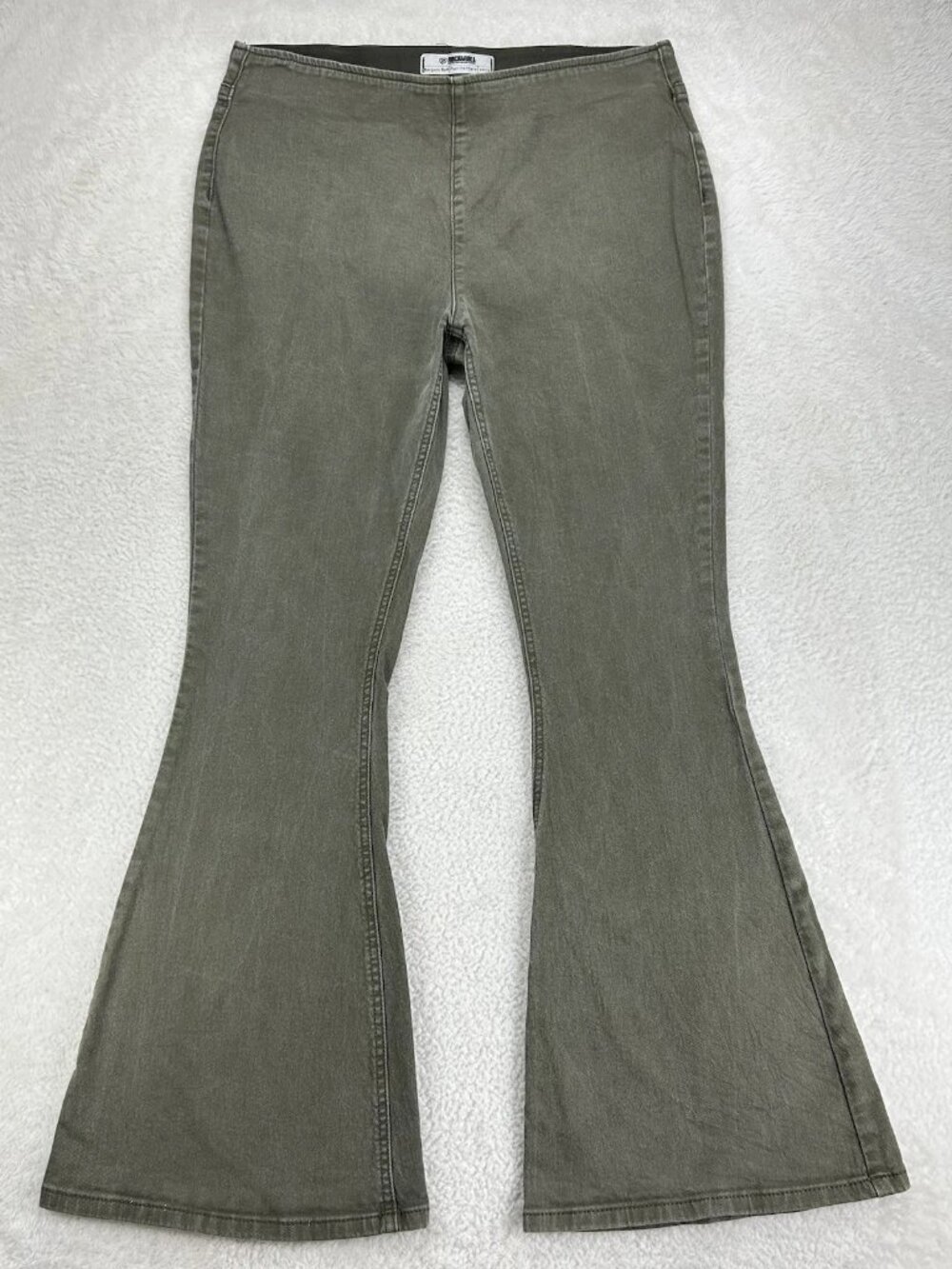 Rock & Roll Denim Jeans Womens 34x32 Green High Rise Pull On Flare Bargain Bell